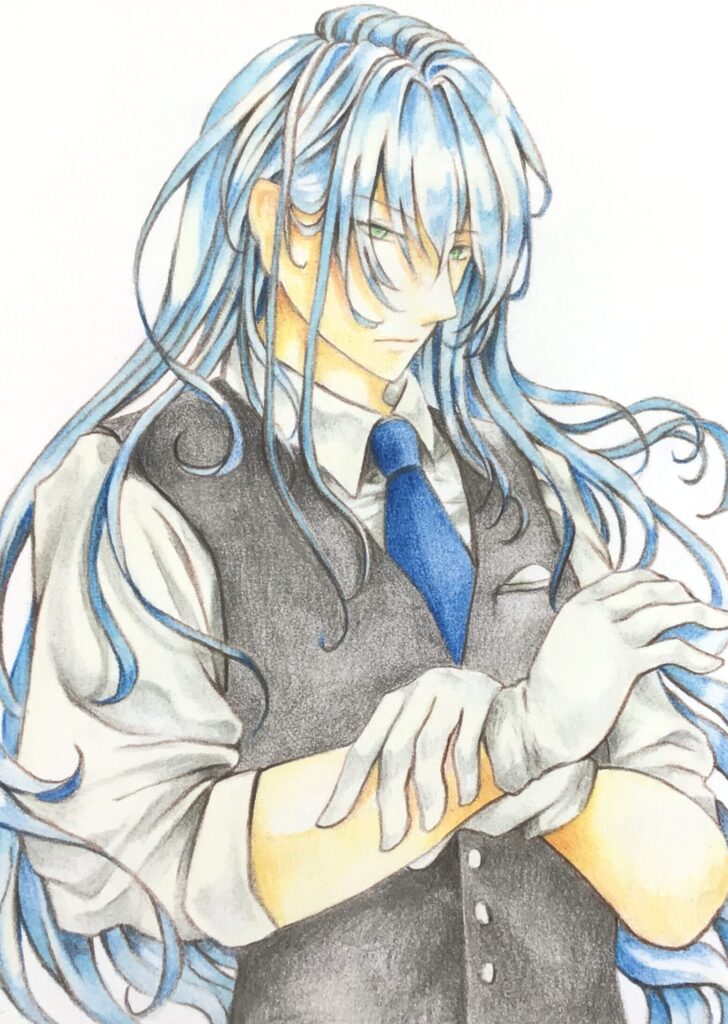 ベスト服の長髪男子