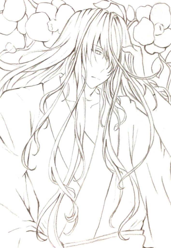 浴衣の長髪男子
