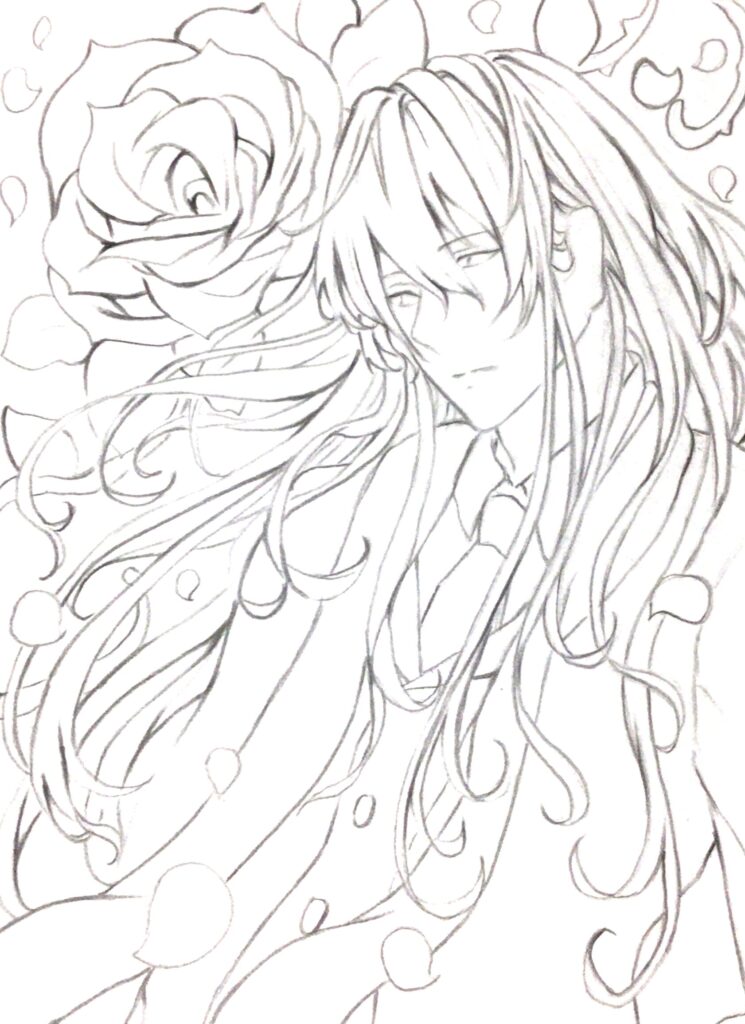 薔薇と長髪男子