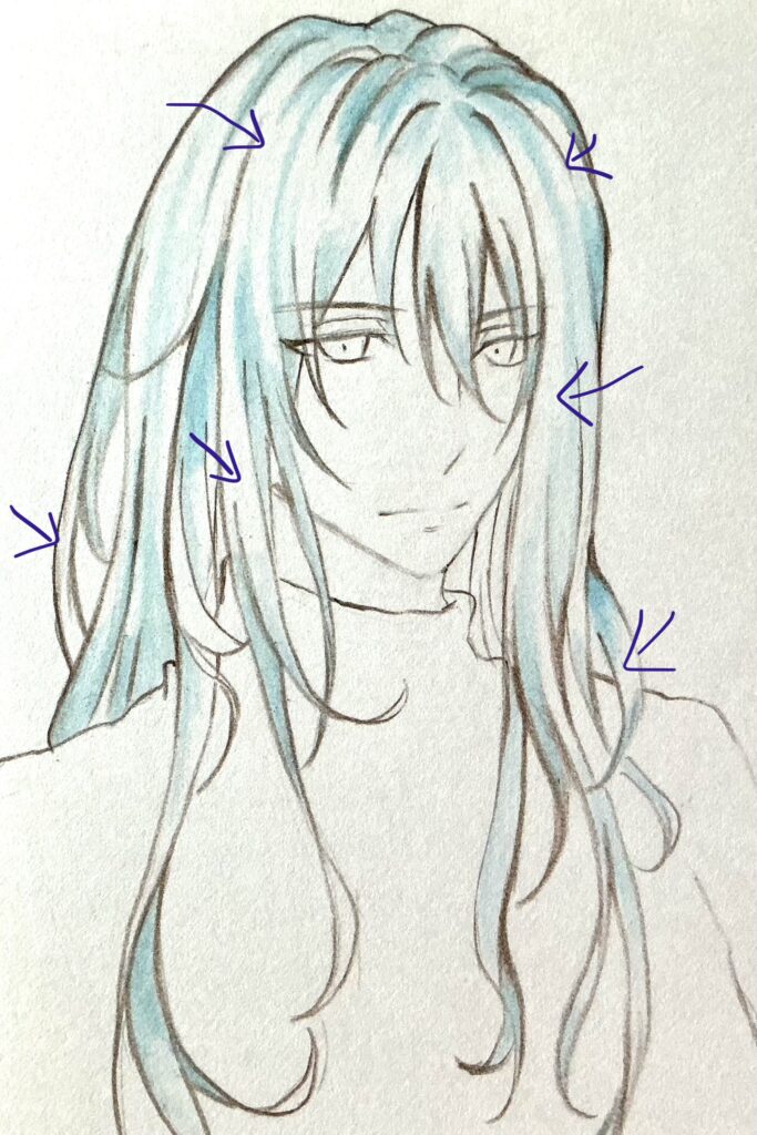 白い部分へ矢印