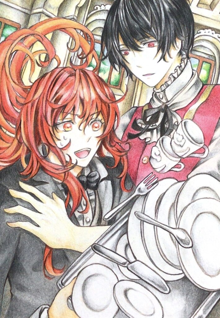 執事と主のハプニングイラスト