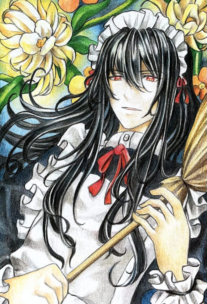 メイド服の長髪男子