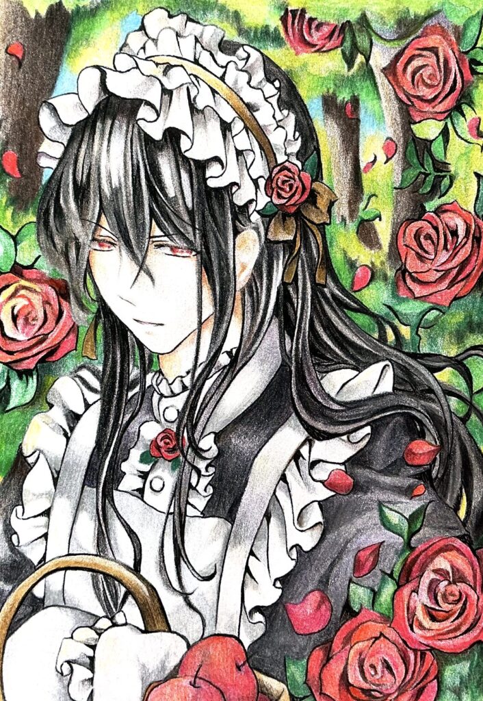 不機嫌メイドの薔薇散歩