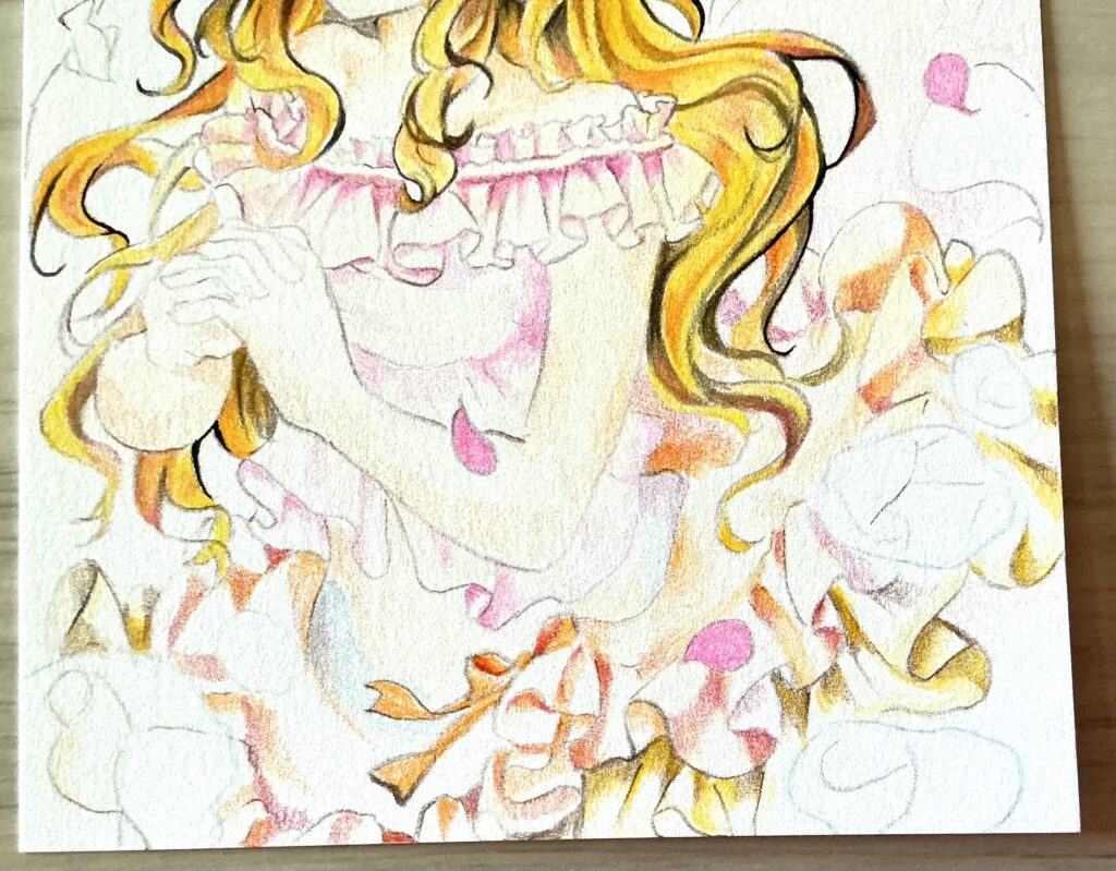 フリルちょっと濃く塗る