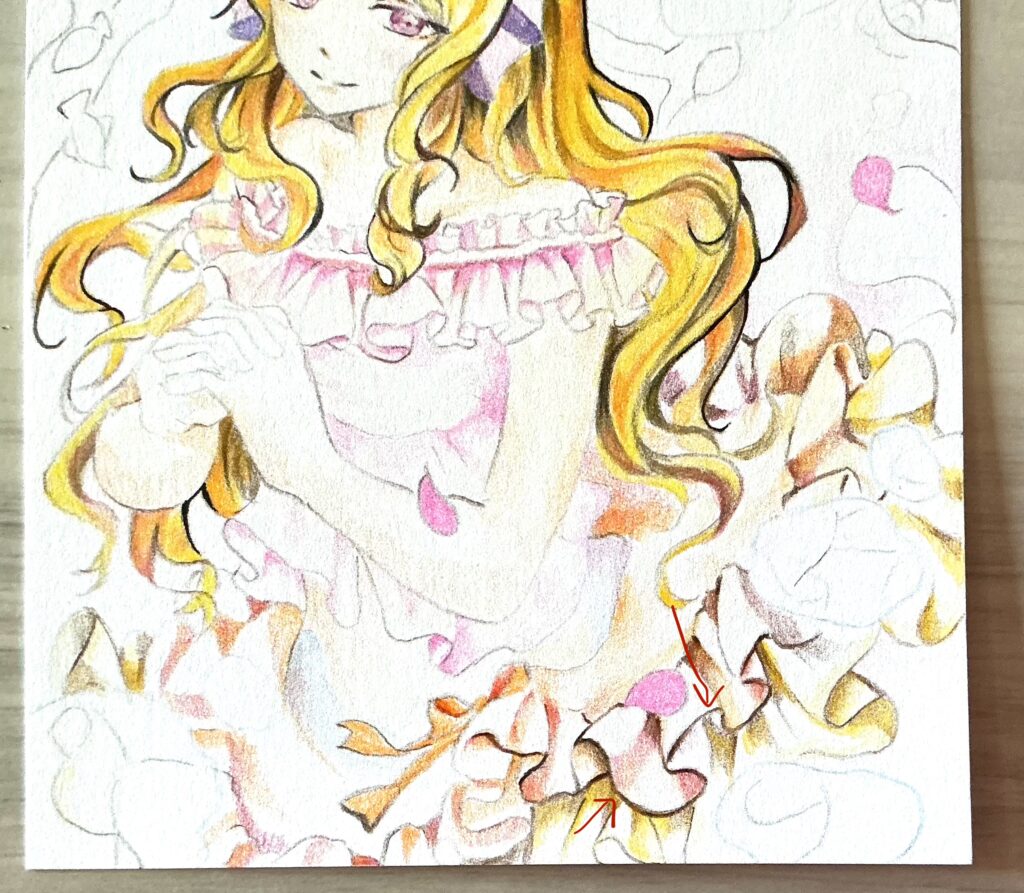 フリル主線を塗る